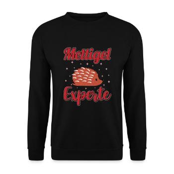 Mettigel Experte Hackfleisch Hackepeter Mett - Unisex Pullover - Schwarz - Vorne - Alina (178cm) & Michal (187cm)