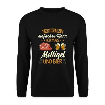 Mettigel und Bier Hackfleisch Hackepeter Mett - Unisex Pullover - Schwarz - Vorne - Alina (178cm) & Michal (187cm)