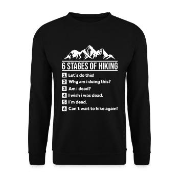 6 stages of hiking Funny Hiking Nature Adventure - Unisex Sweatshirt - black - Front - Alina (178cm) & Michal (187cm)