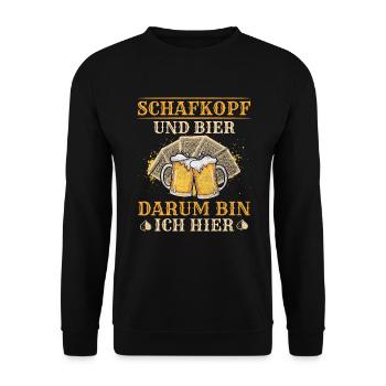 Schafkopf und Bier Kartenspiel Schafkopfen - Unisex Pullover - Schwarz - Vorne - Alina (178cm) & Michal (187cm)