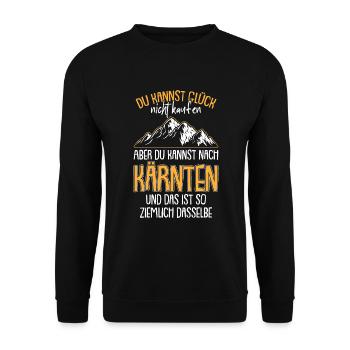 Kärnten Glück Österreich Alpen Berge - Unisex Pullover - Schwarz - Vorne - Alina (178cm) & Michal (187cm)