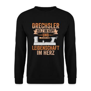 Drechsler Leidenschaft Drechselbank Drechseln - Unisex Pullover - Schwarz - Vorne - Alina (178cm) & Michal (187cm)