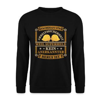 Arbeitssicherheit Fachkraft Sifa Spruch - Unisex Pullover - Schwarz - Vorne - Alina (178cm) & Michal (187cm)