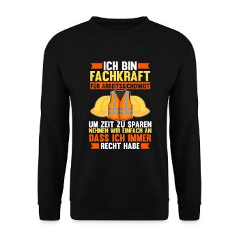 Arbeitssicherheit Fachkraft hat immer Recht Sifa - Unisex Pullover - Schwarz - Vorne - Alina (178cm) & Michal (187cm)