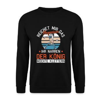 Klettern reichet mir Magnesium Kletterer Bouldern - Unisex Pullover - Schwarz - Vorne - Alina (178cm) & Michal (187cm)