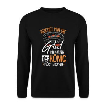 Dutch Oven Dopfen Glut BBQ Feuertopf - Unisex Pullover - Schwarz - Vorne - Alina (178cm) & Michal (187cm)