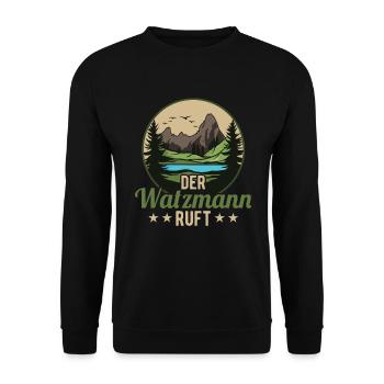 Der Watzmann ruft Berchtesgaden Gipfel Wandern - Unisex Pullover - Schwarz - Vorne - Alina (178cm) & Michal (187cm)