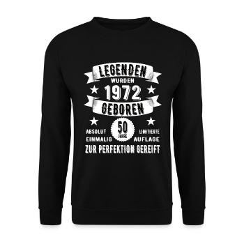 Legenden Wurden 1972 Geboren 50 Geburtstag Jahre - Unisex Pullover - Schwarz - Vorne - Alina (178cm) & Michal (187cm)