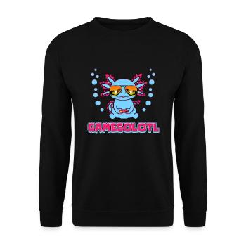 Gamesolotl Gamer Axolotl Gaming - Unisex Sweatshirt - black - Front - Alina (178cm) & Michal (187cm)