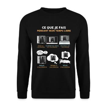 Idée cadeau accordeon humour temps libre - Sweat-shirt Unisexe - noir - Devant - Alina (178cm) & Michal (187cm)