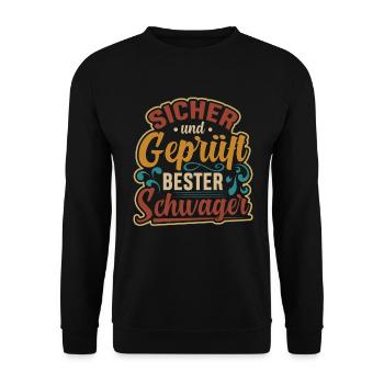 Retro sicher bester Schwager Spruch - Unisex Pullover - Schwarz - Vorne - Alina (178cm) & Michal (187cm)