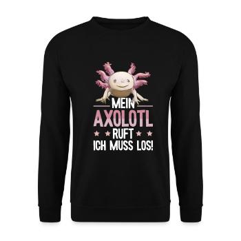 Mein Axolotl ruft Schwanzlurch - Unisex Pullover - Schwarz - Vorne - Alina (178cm) & Michal (187cm)