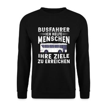 Busfahrer helfe Menschen Ziele zu erreichen Bus - Unisex Pullover - Schwarz - Vorne - Alina (178cm) & Michal (187cm)