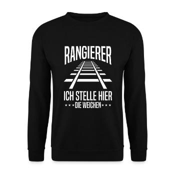 Rangierer Weichen Spruch Zug Beruf - Unisex Pullover - Schwarz - Vorne - Alina (178cm) & Michal (187cm)