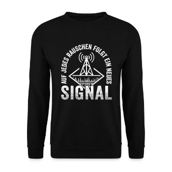 Amateurfunk Funkgerät Rauschen Spruch Amateurfunke - Unisex Pullover - Schwarz - Vorne - Alina (178cm) & Michal (187cm)