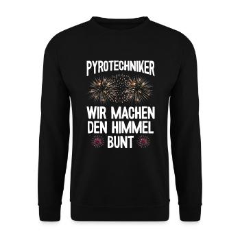 Pyrotechniker Himmel bunt Böller Pyrotechnik - Unisex Pullover - Schwarz - Vorne - Alina (178cm) & Michal (187cm)