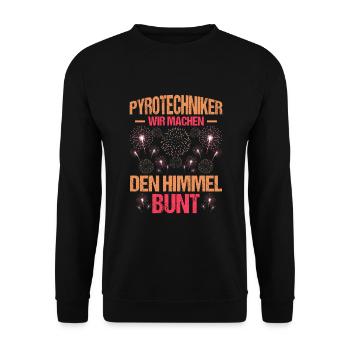 Pyrotechniker Himmel bunt Böller Pyrotechnik - Unisex Pullover - Schwarz - Vorne - Alina (178cm) & Michal (187cm)