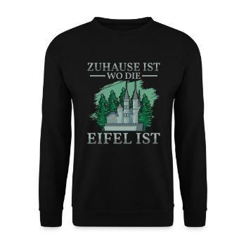 Zuhause ist wo die Eifel ist Pfalz Pfälzer - Unisex Pullover - Schwarz - Vorne - Alina (178cm) & Michal (187cm)