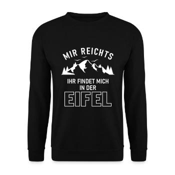 Eifel mir reichts Spruch Pfalz Pfälzer - Unisex Pullover - Schwarz - Vorne - Alina (178cm) & Michal (187cm)