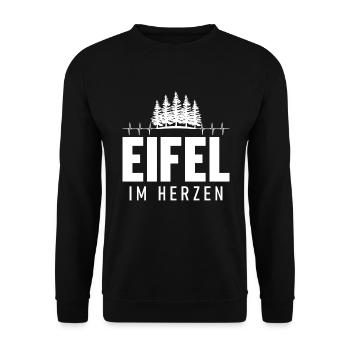 Eifel im Herzen Herzschlag Pfalz Pfälzer - Unisex Pullover - Schwarz - Vorne - Alina (178cm) & Michal (187cm)