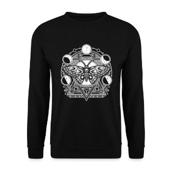 Mondphasen Motte Witchcraft okkult - Unisex Pullover - Schwarz - Vorne - Alina (178cm) & Michal (187cm)