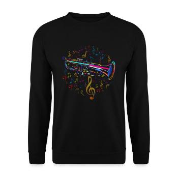 Trompette et notes de musique - Sweat-shirt Unisexe - noir - Devant - Alina (178cm) & Michal (187cm)
