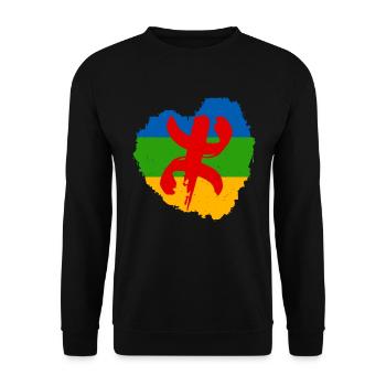 Drapeau Berbère Imazighen Coeur Amazigh - Sweat-shirt Unisexe - noir - Devant - Alina (178cm) & Michal (187cm)