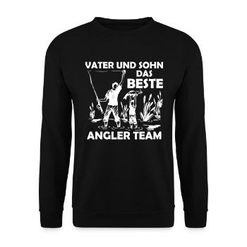 Vater Sohn beste Angler Team angeln Retro - Unisex Pullover - Schwarz - Vorne - Alina (178cm) & Michal (187cm)