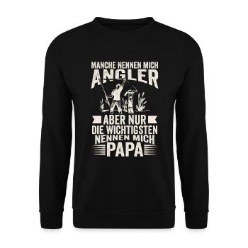 Angler Vater Sohn nennen mich Papa angeln - Unisex Pullover - Schwarz - Vorne - Alina (178cm) & Michal (187cm)