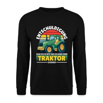 Entschuldigung Zu Spät Traktor Gesehen Trecker - Unisex Pullover - Schwarz - Vorne - Alina (178cm) & Michal (187cm)