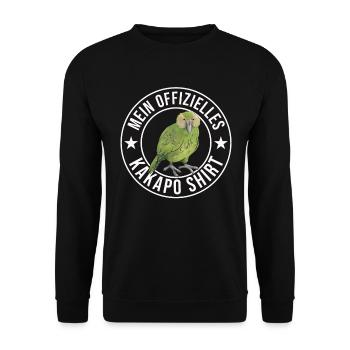 Papagei mein offizielles Kakapo - Unisex Pullover - Schwarz - Vorne - Alina (178cm) & Michal (187cm)