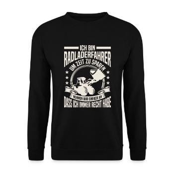 Radladerfahrer hat immer Recht Radlader - Unisex Pullover - Schwarz - Vorne - Alina (178cm) & Michal (187cm)
