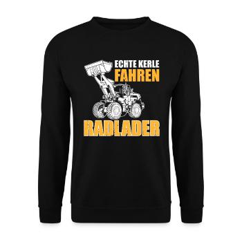 Echte Kerle Radlader Radladerfahrer - Unisex Pullover - Schwarz - Vorne - Alina (178cm) & Michal (187cm)