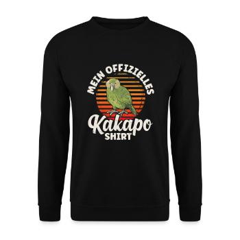 Papagei retro mein offizielles Kakapo - Unisex Pullover - Schwarz - Vorne - Alina (178cm) & Michal (187cm)
