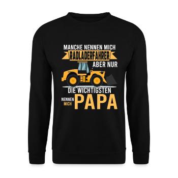 Radladerfahrer Papa Radlader Bauarbeiter - Unisex Pullover - Schwarz - Vorne - Alina (178cm) & Michal (187cm)