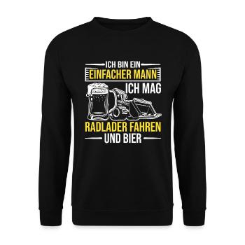 Radlader und Bier Radladerfahrer Bauarbeiter - Unisex Pullover - Schwarz - Vorne - Alina (178cm) & Michal (187cm)