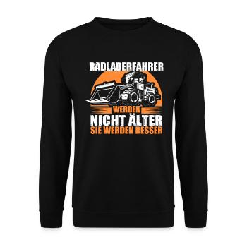 Radlader Radladerfahrer werden besser - Unisex Pullover - Schwarz - Vorne - Alina (178cm) & Michal (187cm)