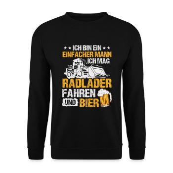 Radlader und Bier Radladerfahrer Bauarbeiter - Unisex Pullover - Schwarz - Vorne - Alina (178cm) & Michal (187cm)