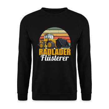 Radlader Flüsterer Retro Radladerfahrer - Unisex Pullover - Schwarz - Vorne - Alina (178cm) & Michal (187cm)