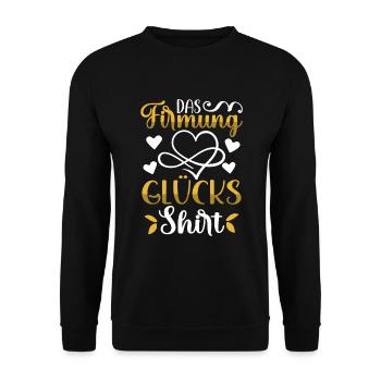 Das Firmung Glücks - Unisex Pullover - Schwarz - Vorne - Alina (178cm) & Michal (187cm)