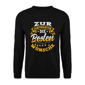 Konfirmation die Besten Wünsche Konfirmand - Unisex Pullover - Schwarz - Vorne - Alina (178cm) & Michal (187cm)