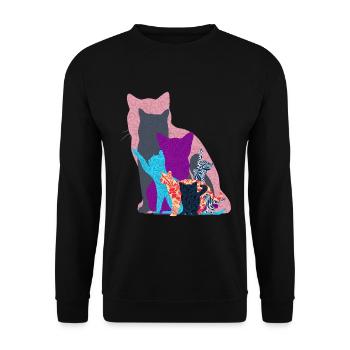 Katzen-Collage - Unisex Pullover - Schwarz - Vorne - Alina (178cm) & Michal (187cm)