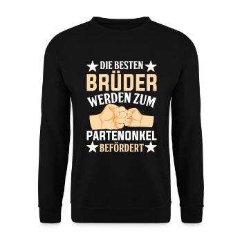 Die Besten Brüder werden Patenonkel Taufpate - Unisex Pullover - Schwarz - Vorne - Alina (178cm) & Michal (187cm)