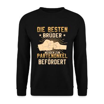 Die Besten Brüder werden Patenonkel Taufpate - Unisex Pullover - Schwarz - Vorne - Alina (178cm) & Michal (187cm)