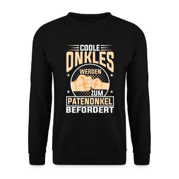 Coole Onkels werden Patenonkel Taufpate - Unisex Pullover - Schwarz - Vorne - Alina (178cm) & Michal (187cm)