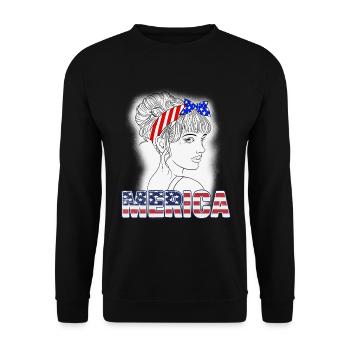 Merica Girl USA Flagge - Unisex Pullover - Schwarz - Vorne - Alina (178cm) & Michal (187cm)