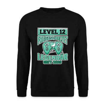 Level 12 Freigeschaltet Legendär Seit 2010 - Unisex Pullover - Schwarz - Vorne - Alina (178cm) & Michal (187cm)