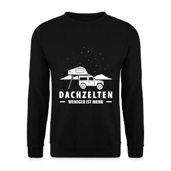 Dachzelten Weniger Ist Mehr Camping Autodachzelt - Unisex Pullover - Schwarz - Vorne - Alina (178cm) & Michal (187cm)