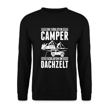 Die Coolsten Camper Schlafen Im Dachzelt Camping - Unisex Pullover - Schwarz - Vorne - Alina (178cm) & Michal (187cm)