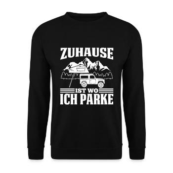 Zuhause Ist Wo Ich Parke Camping Autodachzelt - Unisex Pullover - Schwarz - Vorne - Alina (178cm) & Michal (187cm)